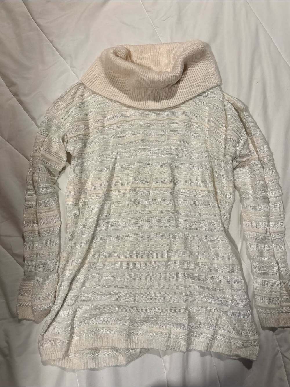 Liz Claiborne Cream Ribbed Cowl Neck Sweater size large